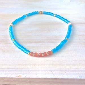 Handmade blue beaded bracelet